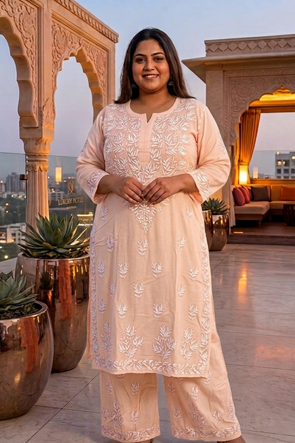 Modal Kurta Palazzo Set with Heavy Chikankari