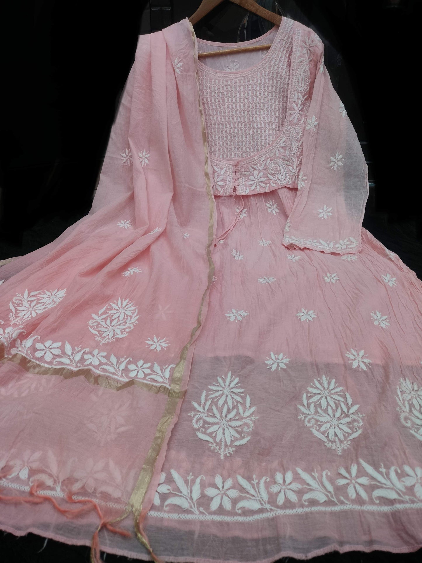 Pure Mul Chanderi A-Line Gown with Designer Koti – Premium Collection
