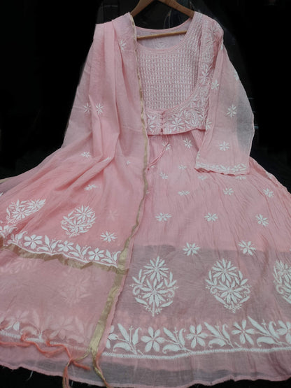 Pure Mul Chanderi A-Line Gown with Designer Koti – Premium Collection