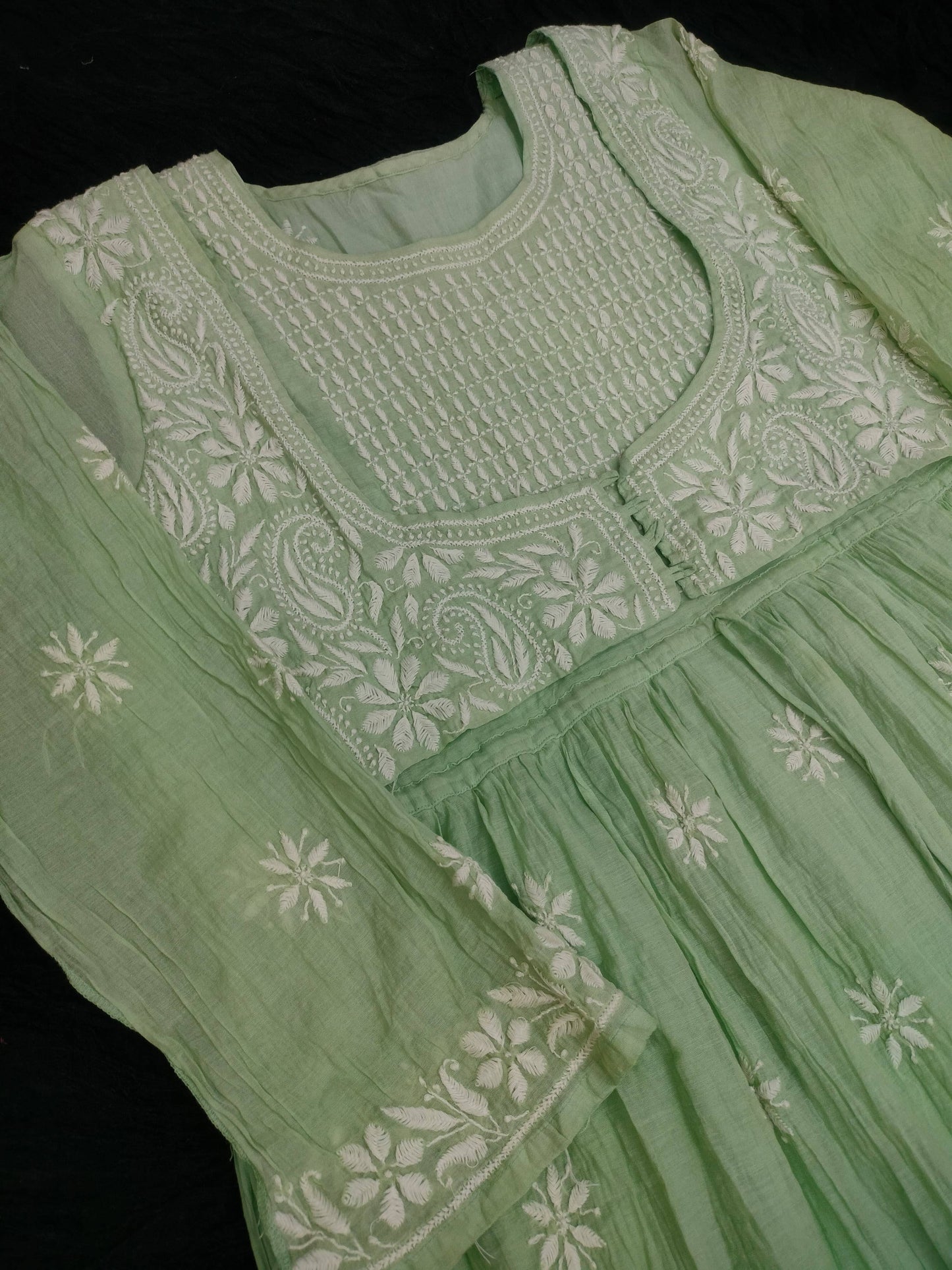 Pure Mul Chanderi A-Line Gown with Designer Koti – Premium Collection