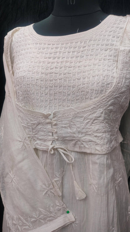 Pure Mul Chanderi A-Line Gown with Designer Koti – Premium Collection
