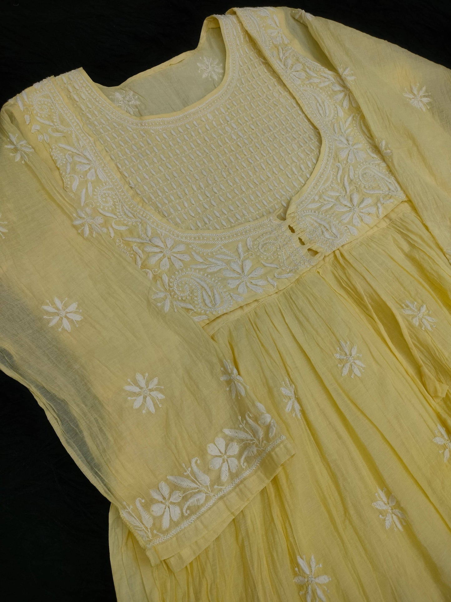 Pure Mul Chanderi A-Line Gown with Designer Koti – Premium Collection