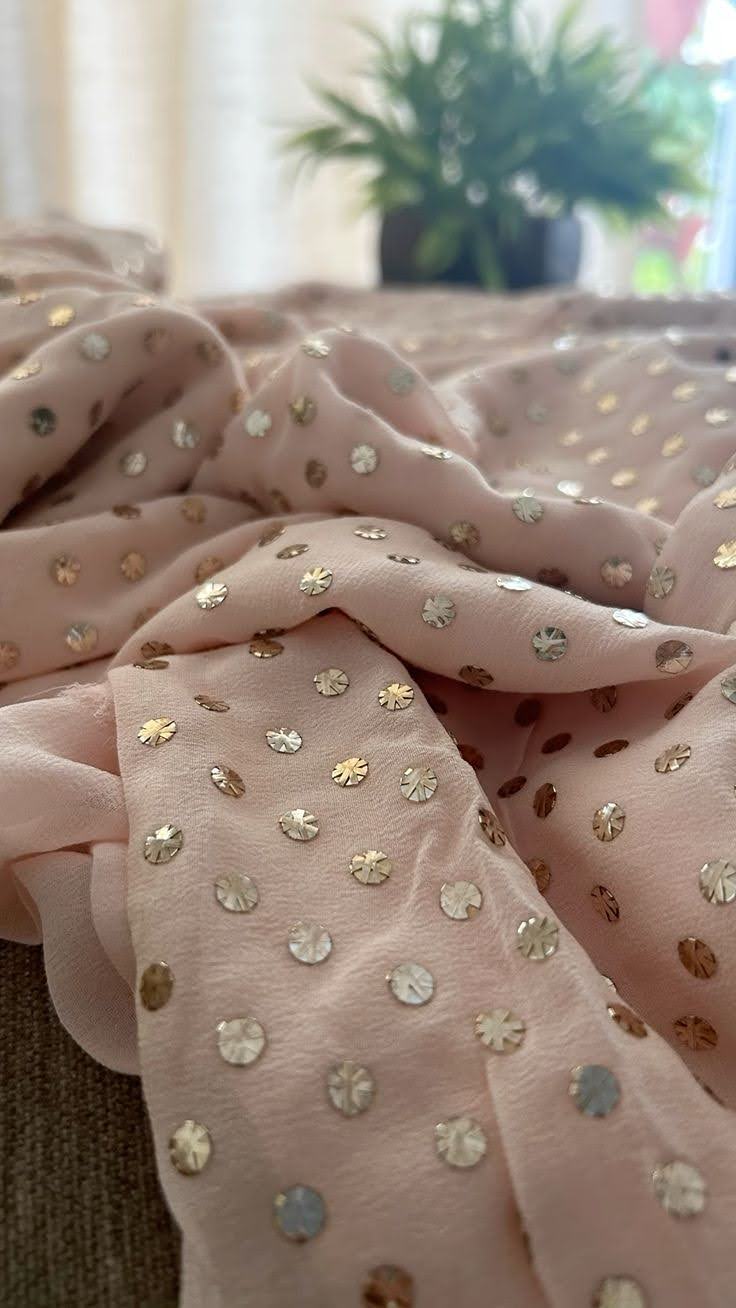 Premium Georgette Dyeable Saree with Full Jaal Mukaish Handwork