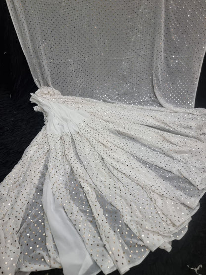 Premium Georgette Dyeable Saree with Full Jaal Mukaish Handwork