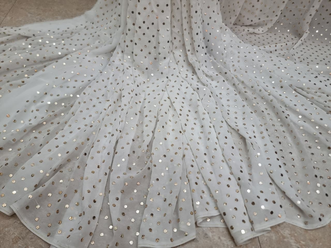 Premium Georgette Dyeable Saree with Full Jaal Mukaish Handwork