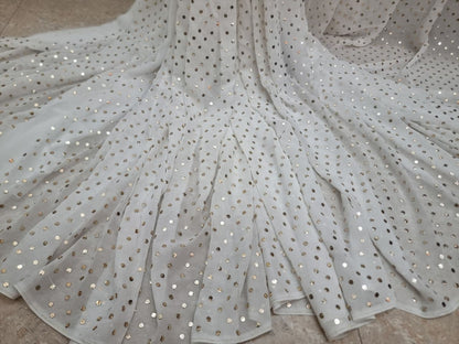 Premium Georgette Dyeable Saree with Full Jaal Mukaish Handwork