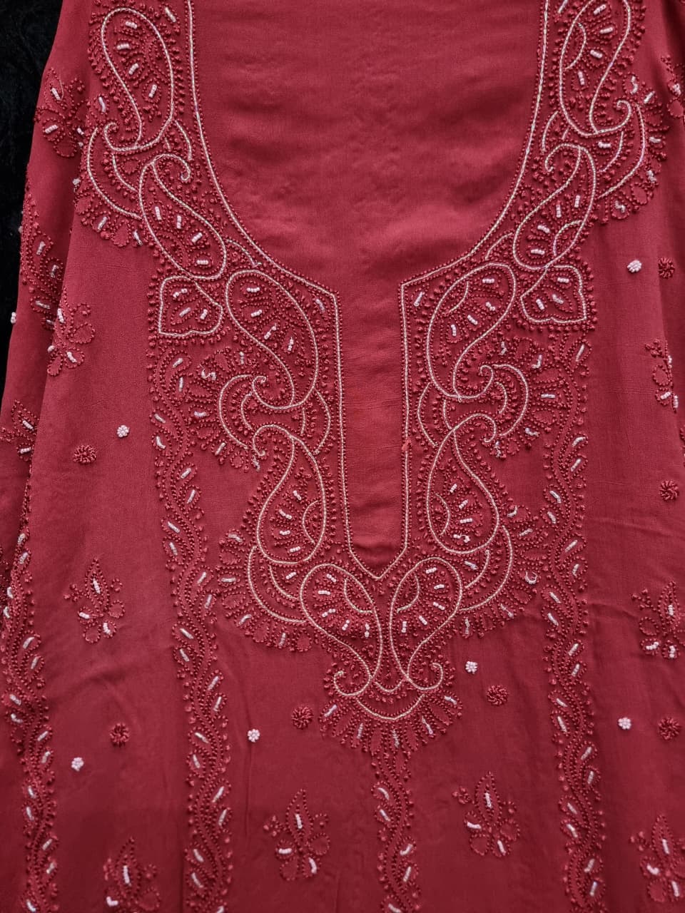 Premium Viscose Dyeable Unstitched Dress Material with Resham Chikankari & Pearl Work
