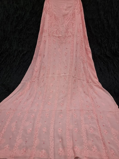 Premium Viscose Dyeable Unstitched Dress Material with Resham Chikankari & Pearl Work