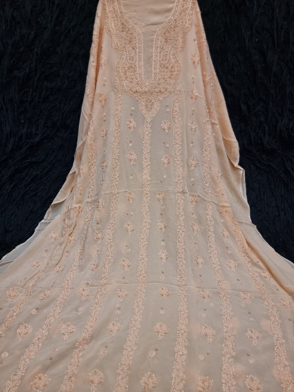 Premium Viscose Dyeable Unstitched Dress Material with Resham Chikankari & Pearl Work