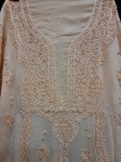 Premium Viscose Dyeable Unstitched Dress Material with Resham Chikankari & Pearl Work