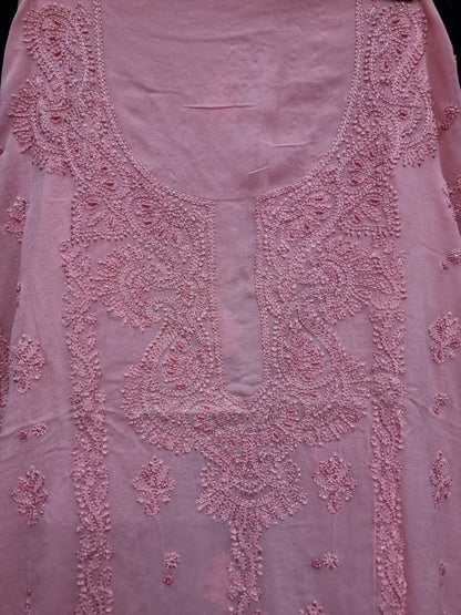 Premium Viscose Dyeable Unstitched Dress Material with Resham Chikankari & Pearl Work