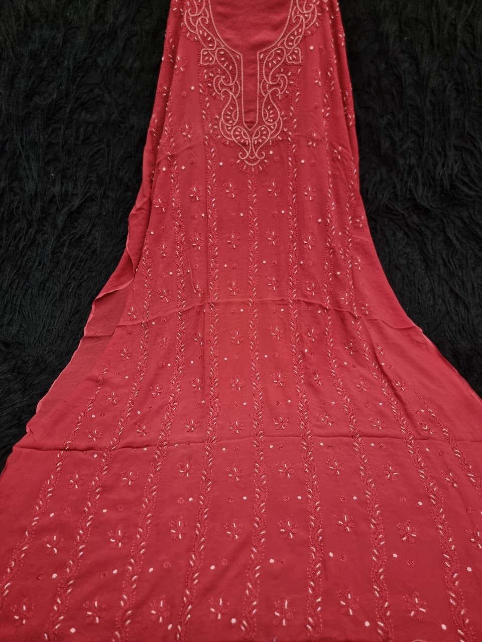 Premium Viscose Dyeable Unstitched Dress Material with Resham Chikankari & Pearl Work