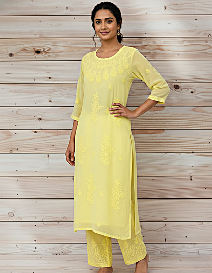 Kurta Pant Sets - Georgette Kurta Palazzo