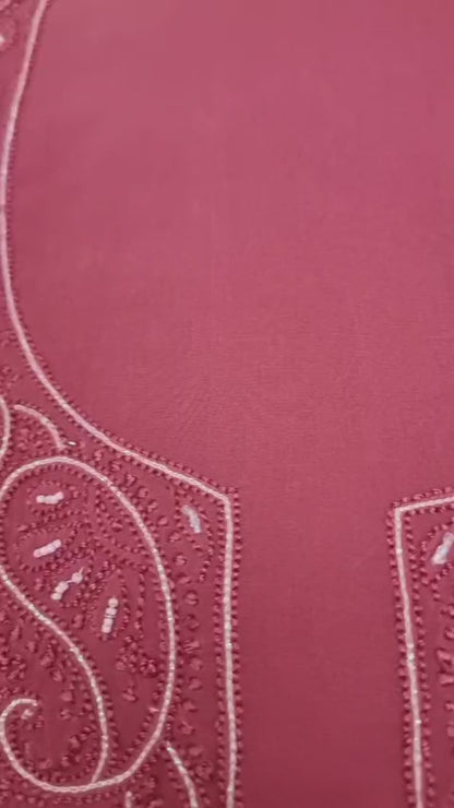 Premium Viscose Dyeable Unstitched Dress Material with Resham Chikankari & Pearl Work